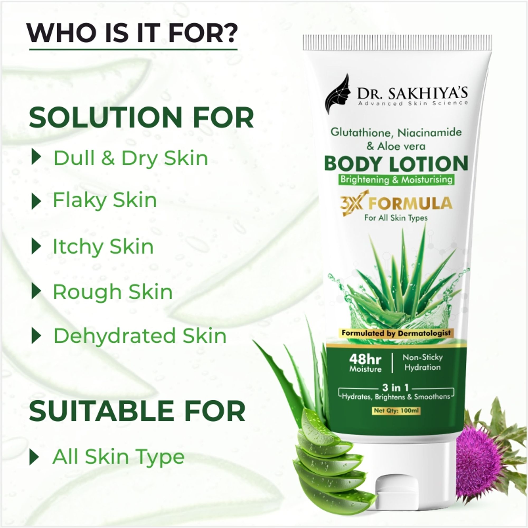 Dr.Sakhiya Body Lotion With Glutathione, Niacinamide & Aloe Vera - Distacart