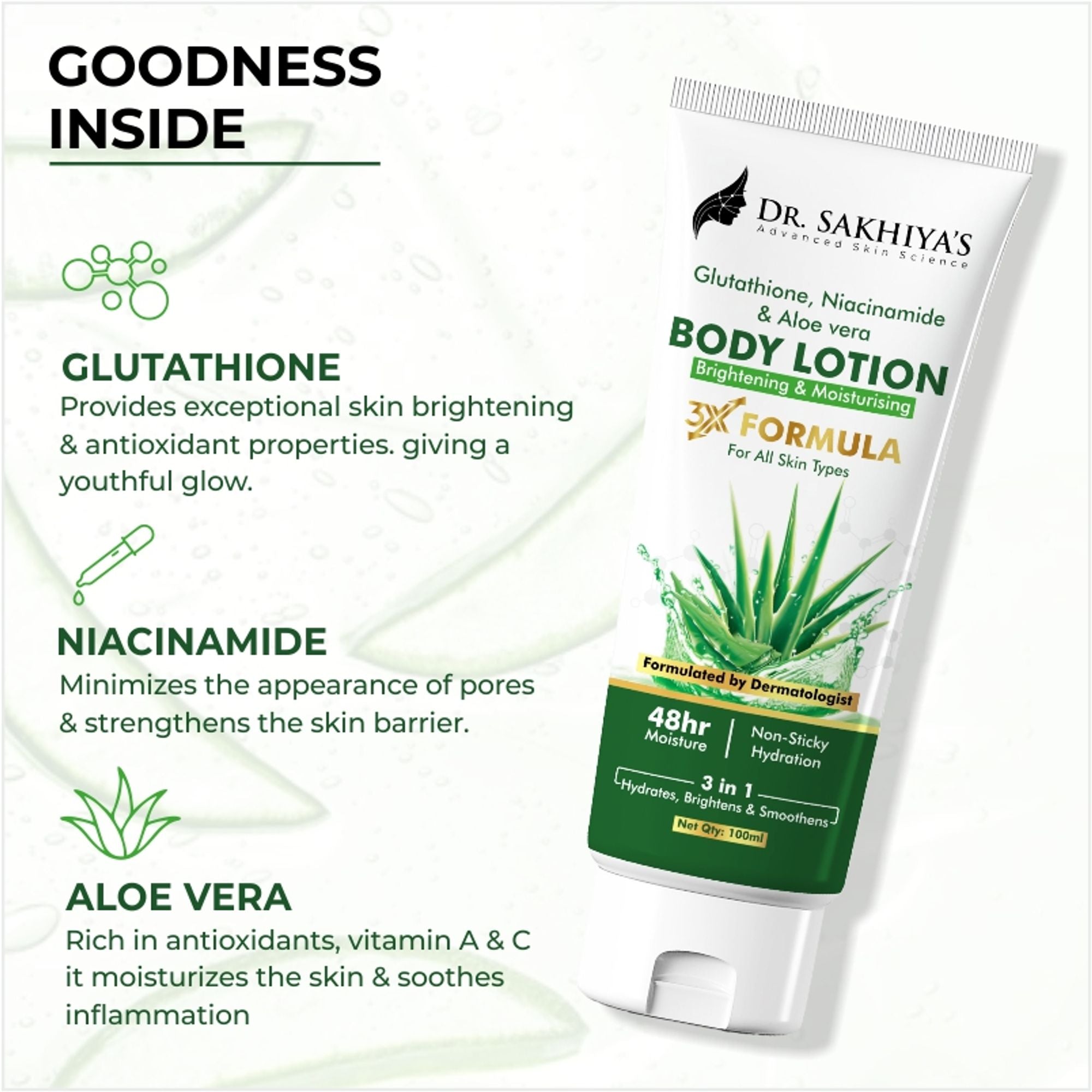 Dr.Sakhiya Body Lotion With Glutathione, Niacinamide & Aloe Vera - Distacart