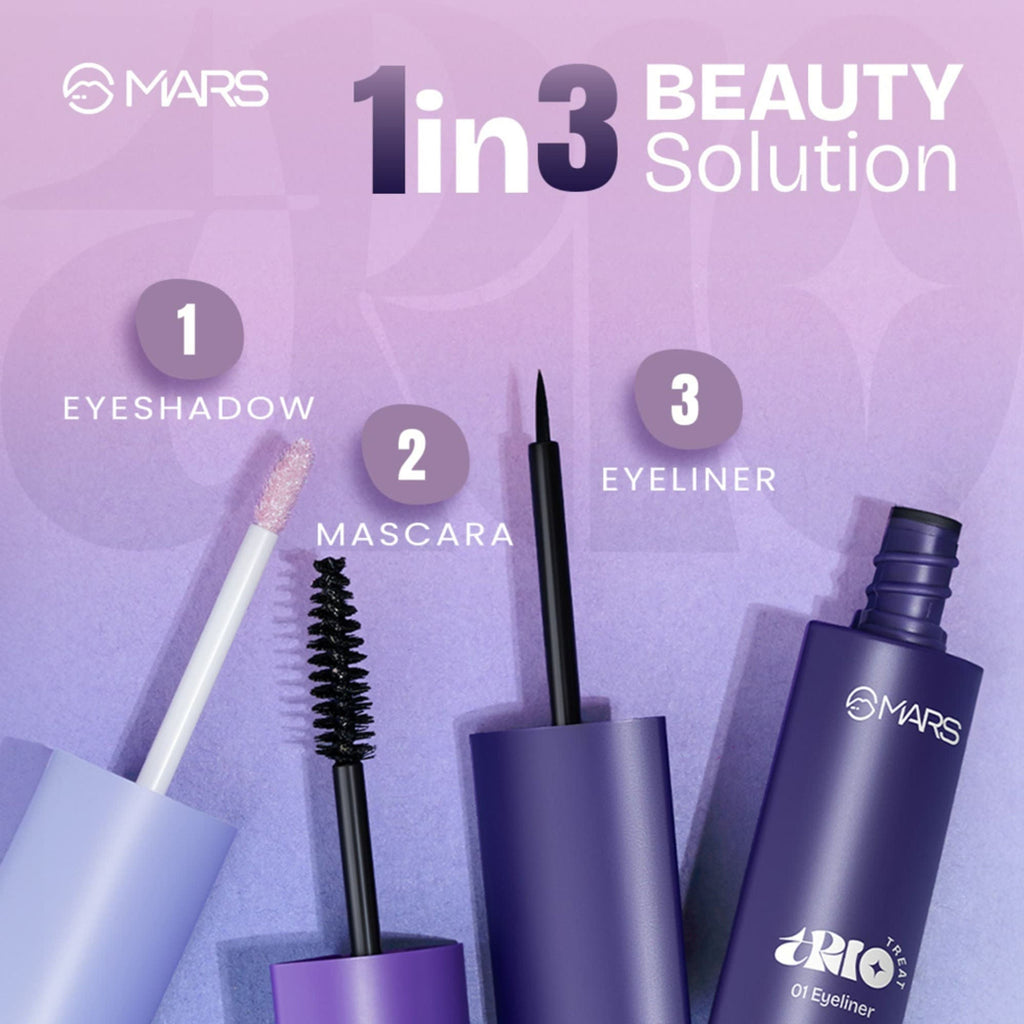 MARS Cosmetics Trio Treat, 3-In-1 Eye Makeup Kit With Eyeliner, Mascara & Eyeshadow