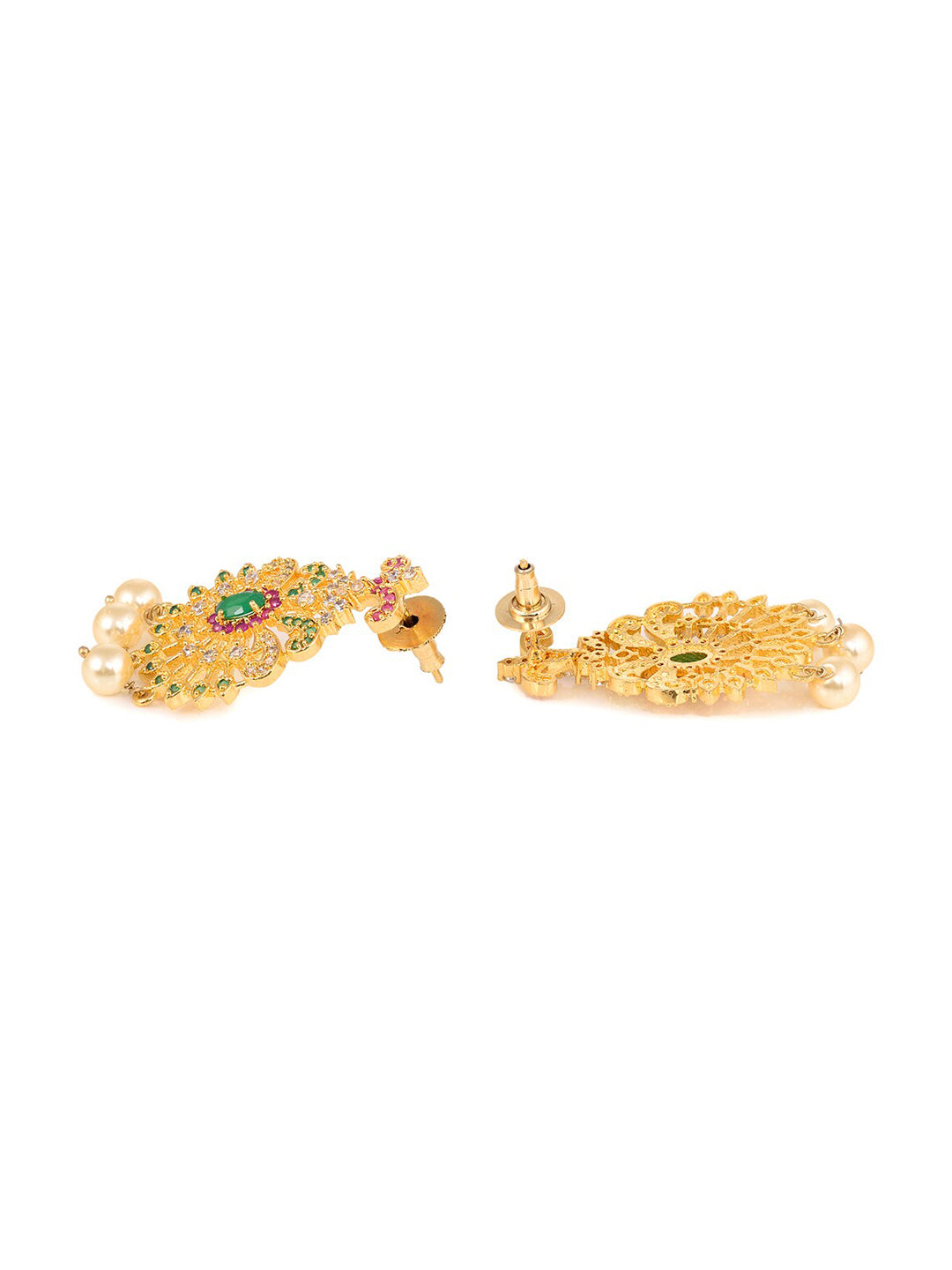Saraf RS Jewellery Women Gold-Toned & Multi-Coloured CZ-Studded Handcrafted Jewellery Set - Distacart
