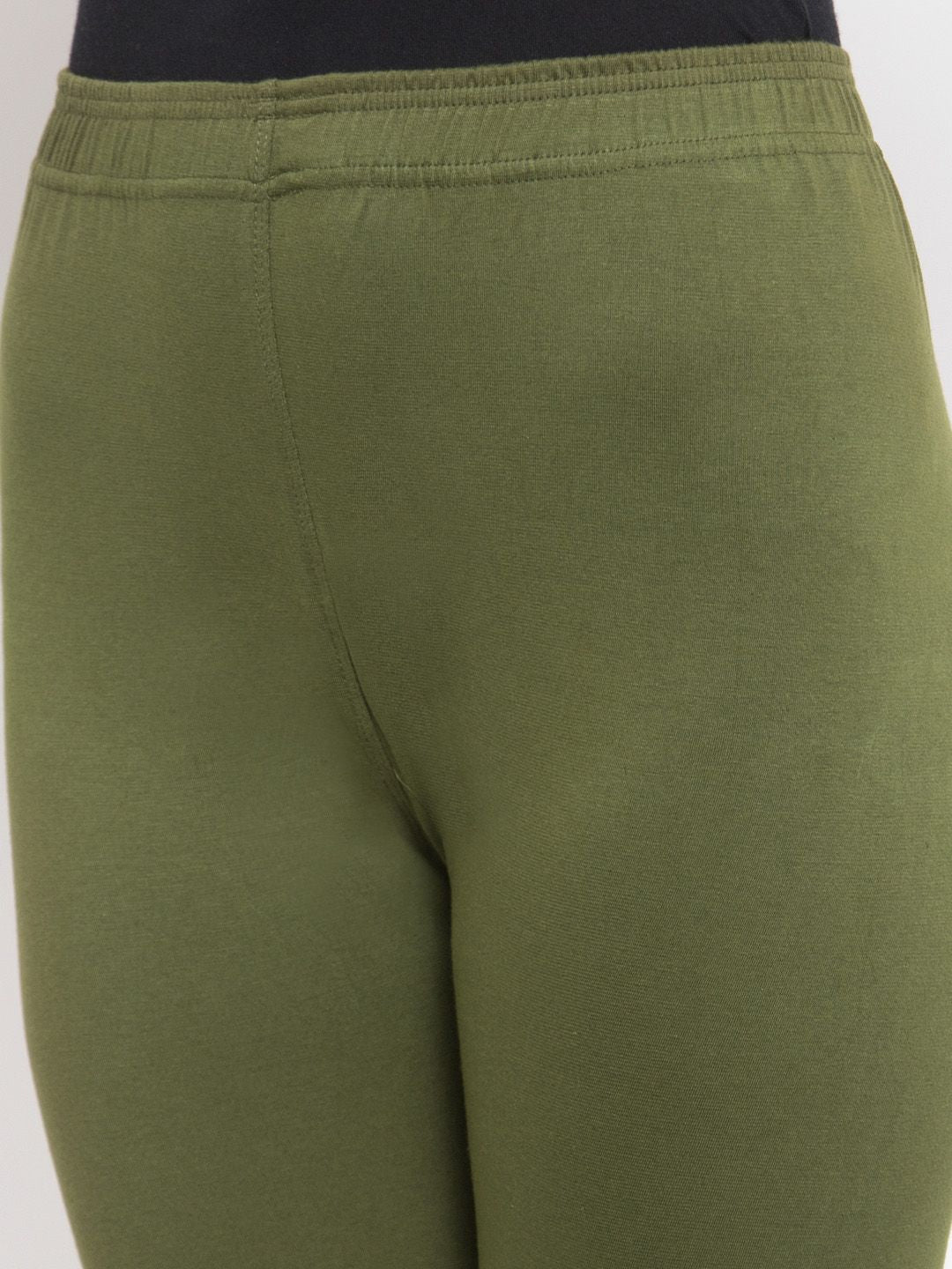 TAG 7 Women Olive Green Solid Ankle-Length Leggings
