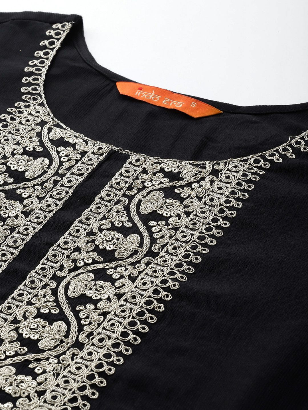 Indo Era Ethnic Motifs Zari Embroidered Liva Kurta With Trousers & Dupatta - Distacart