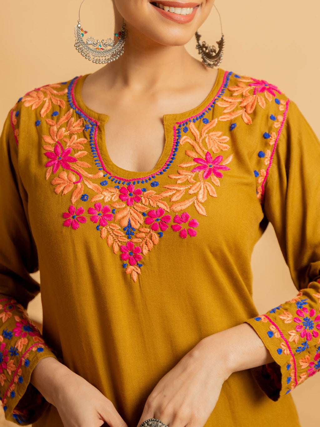 HOUSE OF KARI Floral Yoke Design Chikankari Kurta With Palazzo