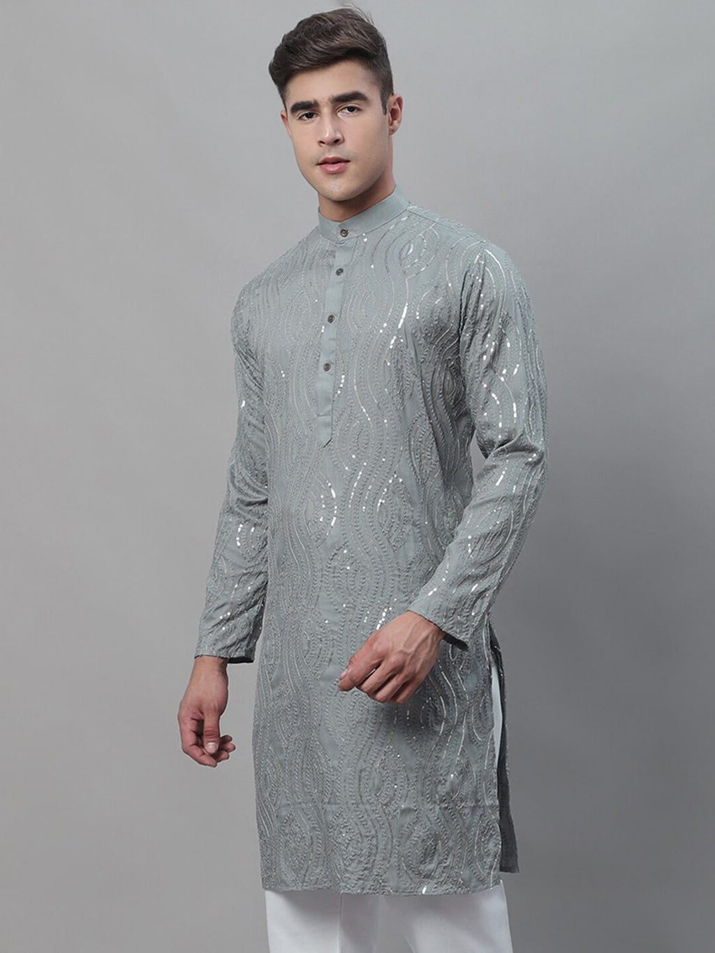 Sojanya Ethnic Motif Embroidered Sequined Work Pure Cotton Kurta