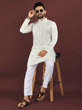 Anaita White Embroidered Silk Straight Kurta