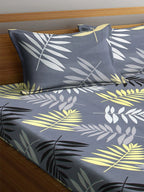Home Sizzler Grey Printed 144 TC 1 Queen Bedsheet with 2 Pillow Covers - Distacart