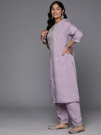 Indo Era Plus Size Embroidered Regular Sequinned Kurta with Trousers & With Dupatta - Distacart