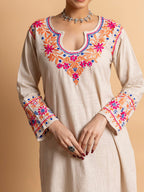 HOUSE OF KARI Floral Embroidered Chikankari Kurta With Palazzo