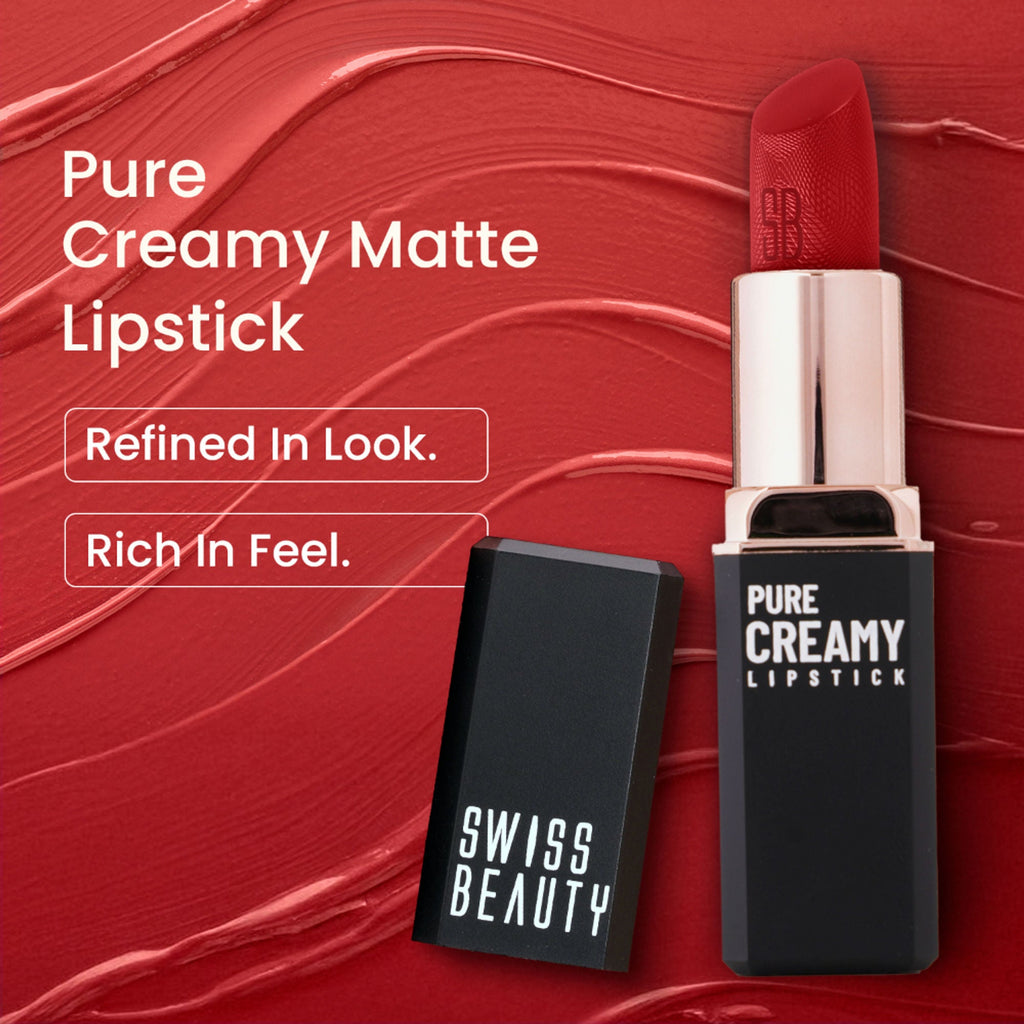 Swiss Beauty Pure Creamy Matte Lipstick - 14 Chilli Red - Distacart