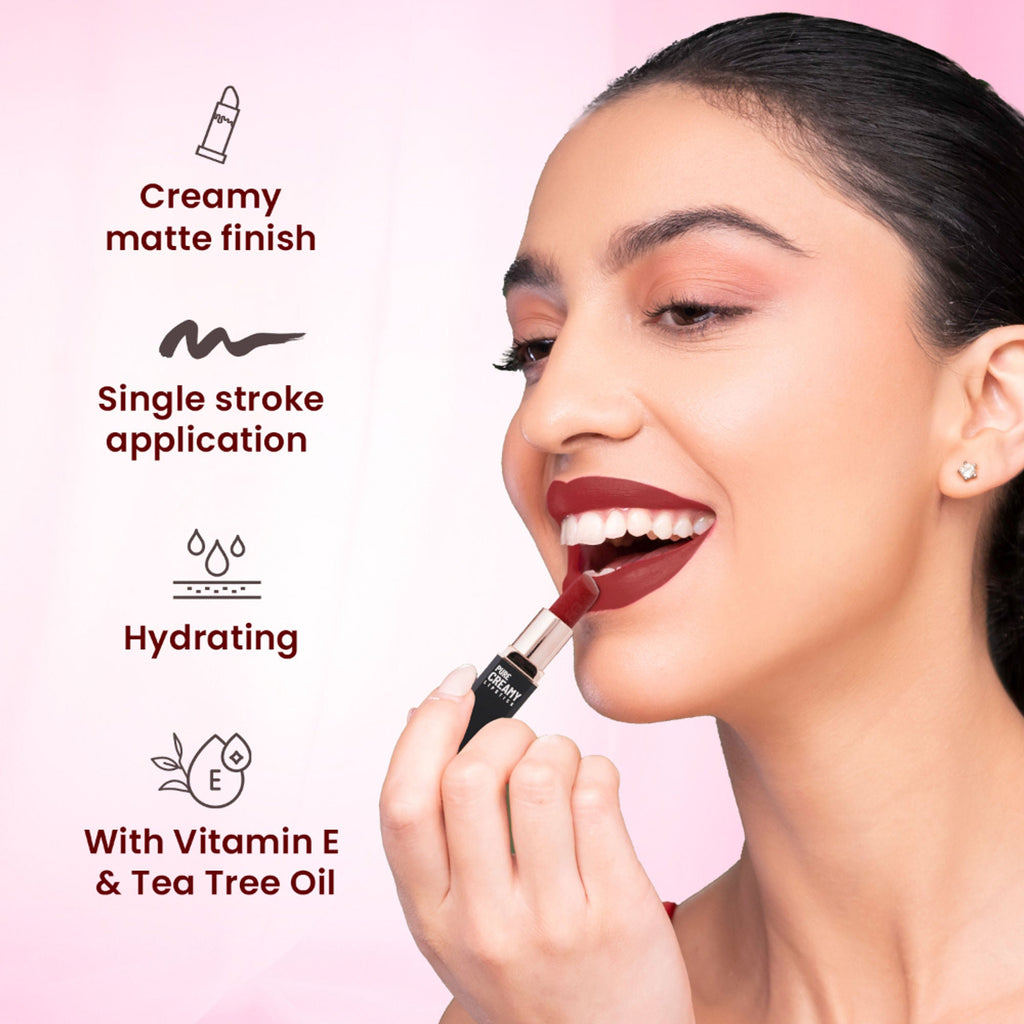 Swiss Beauty Pure Creamy Matte Lipstick - 14 Chilli Red - Distacart