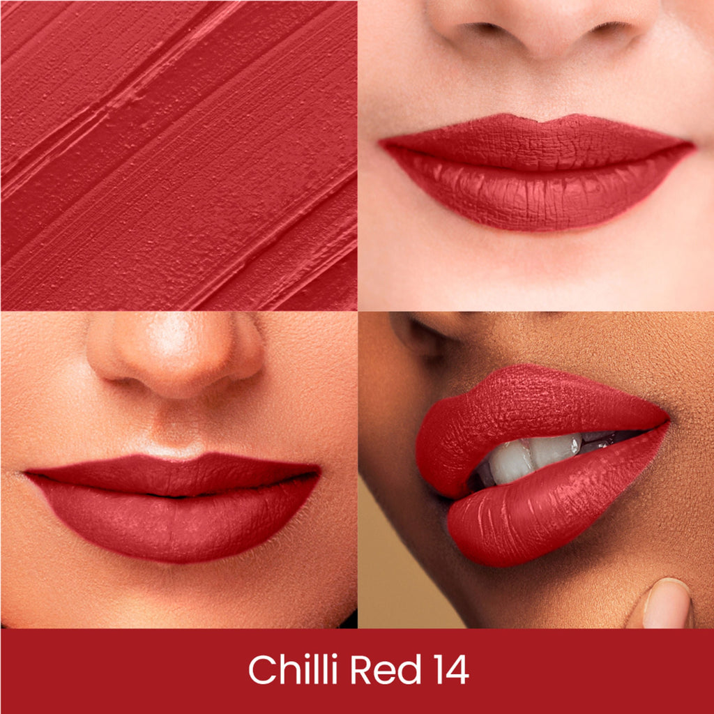 Swiss Beauty Pure Creamy Matte Lipstick - 14 Chilli Red - Distacart