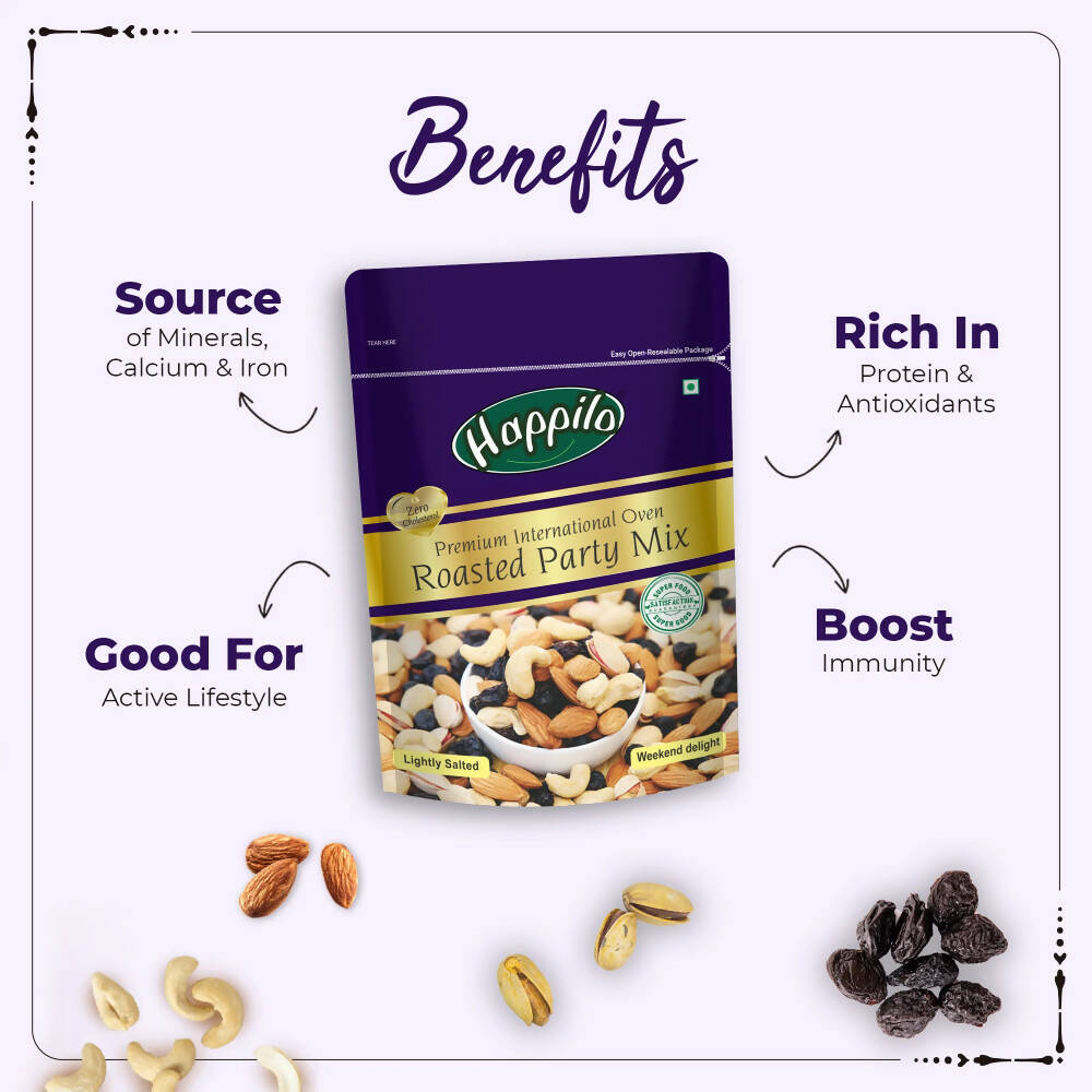 Happilo Premium Oven Roasted & Lightly Salted Party Mix - Distacart
