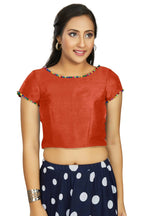 Aastha Fashion Women's Orange Art Silk Designer Party Wear Readymade Blouse