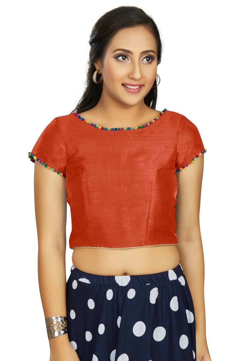 Aastha Fashion Women's Orange Art Silk Designer Party Wear Readymade Blouse