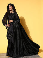 Tikhi Imli Black Floral Sequinned Satin Saree - Distacart