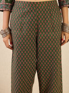Indo Era Women Floral Printed Regular Sequinned Detail Pure Cotton Kurta with Trousers - Distacart