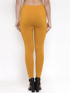 TAG 7 Women Pack Of 2 Mustard Yellow & Pink Solid Ankle-Length Leggings