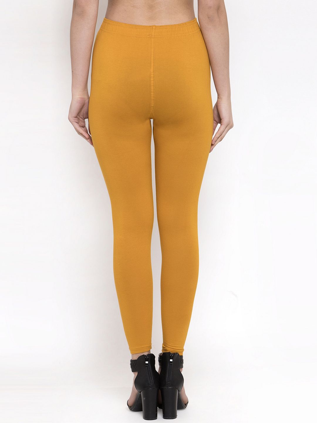 TAG 7 Women Pack Of 2 Mustard Yellow & Pink Solid Ankle-Length Leggings