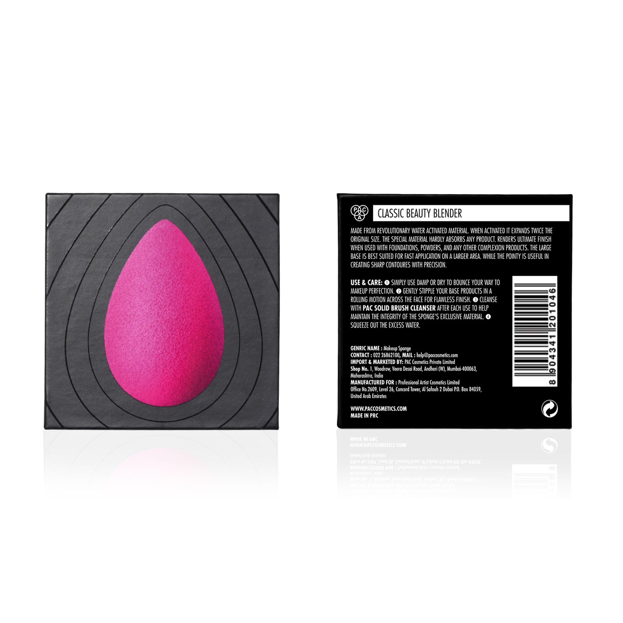 PAC Studio Classic Beauty Blender - Waterdrop, Grows 2X When Wet, Low Absorption, Durable & Stays in Shape