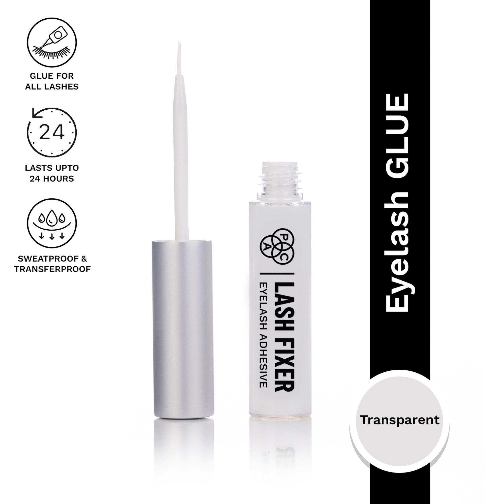 PAC Studio Lash Fixer Eyelash Adhesive Transparent - 24H Hold, Quick Drying, Waterproof, Ultra Thin Brush
