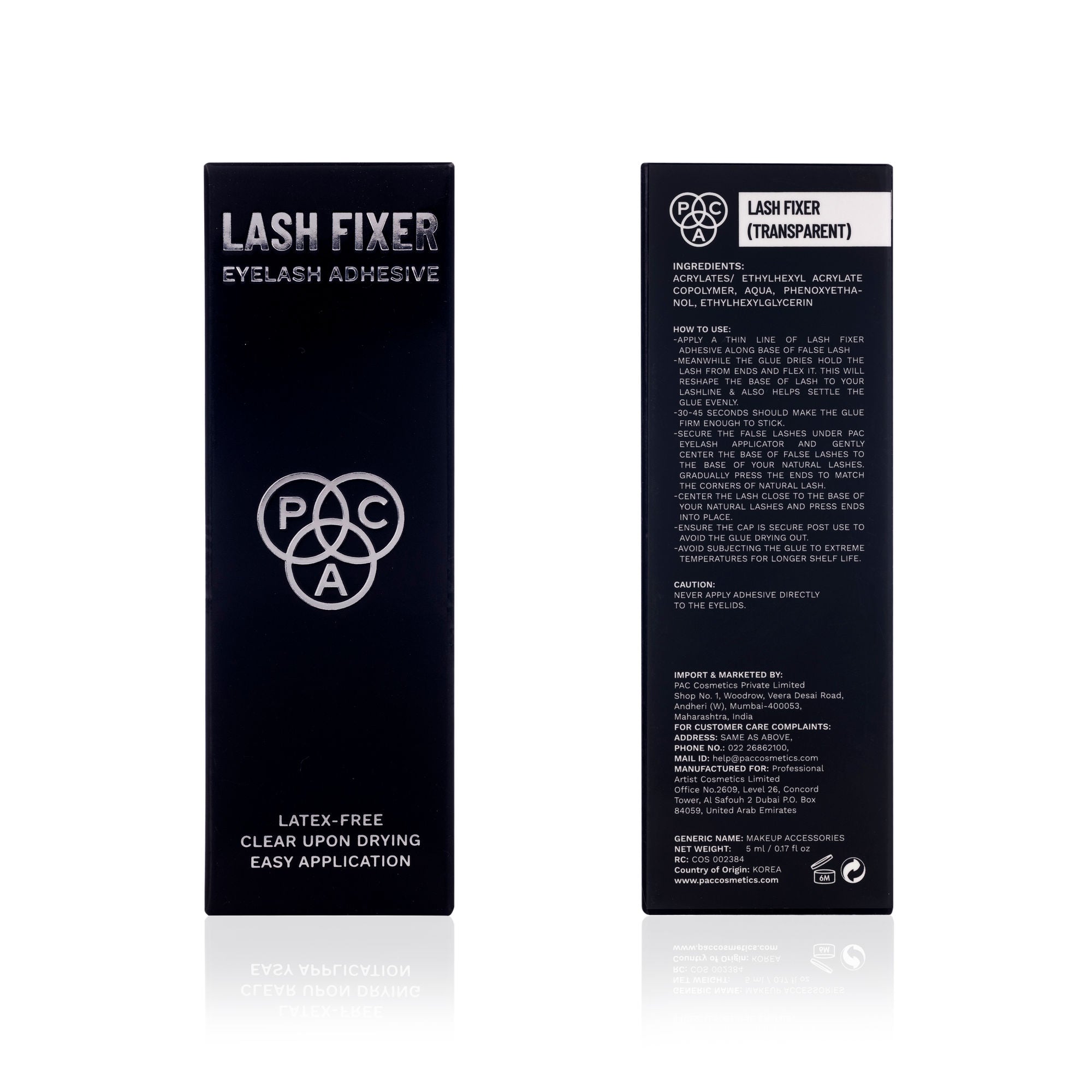 PAC Studio Lash Fixer Eyelash Adhesive Transparent - 24H Hold, Quick Drying, Waterproof, Ultra Thin Brush
