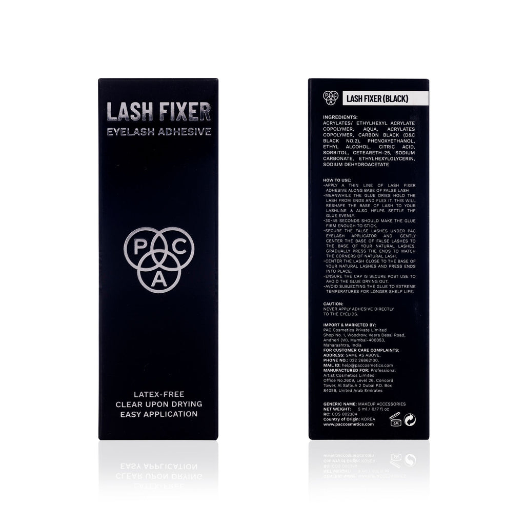 PAC Studio Lash Fixer Eyelash Adhesive Black - 24H Hold, Quick Drying, Waterproof, Ultra Thin Brush