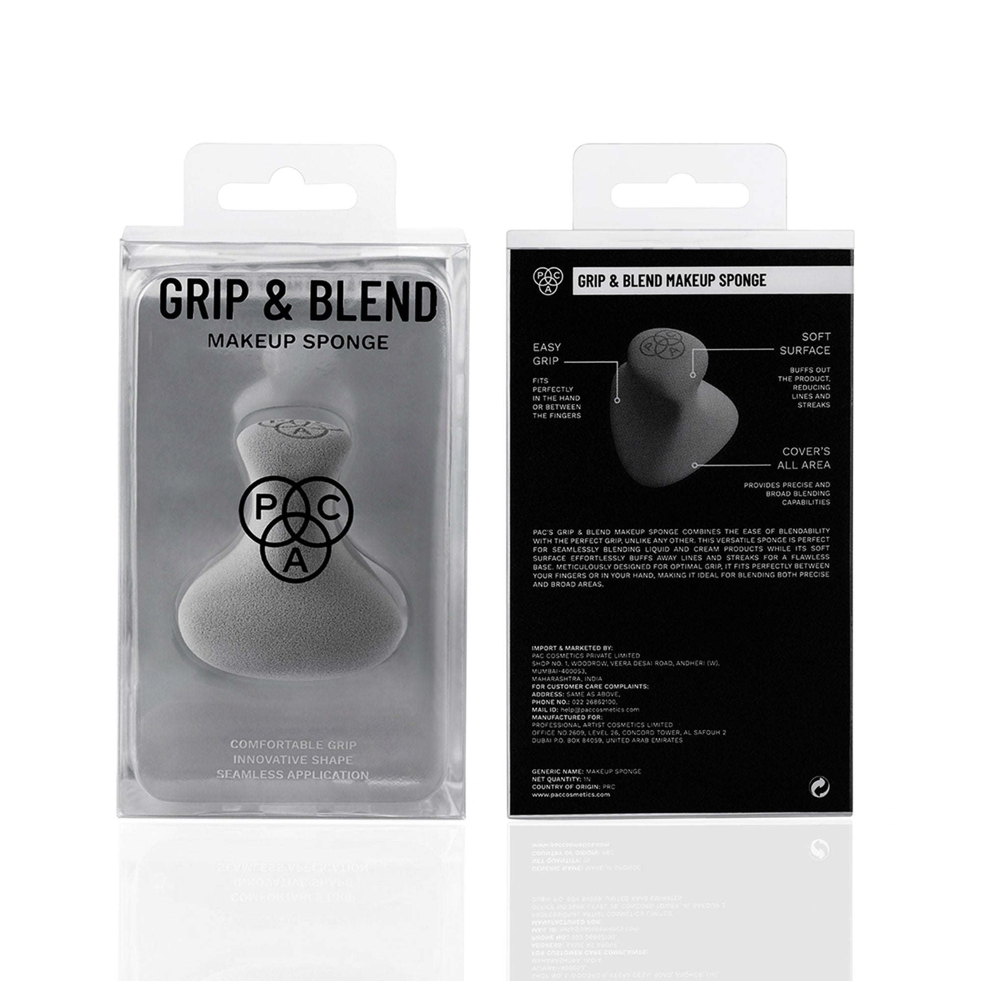 PAC Studio Grip & Blend Makeup Sponge - Effortless Blendability with Controlled Grip, Ultra Soft Latex Free