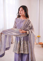 Teeya Creation Lavender Color Fendy Satin Silk Embroidery Work Party Wear Salwar Suit - Distacart