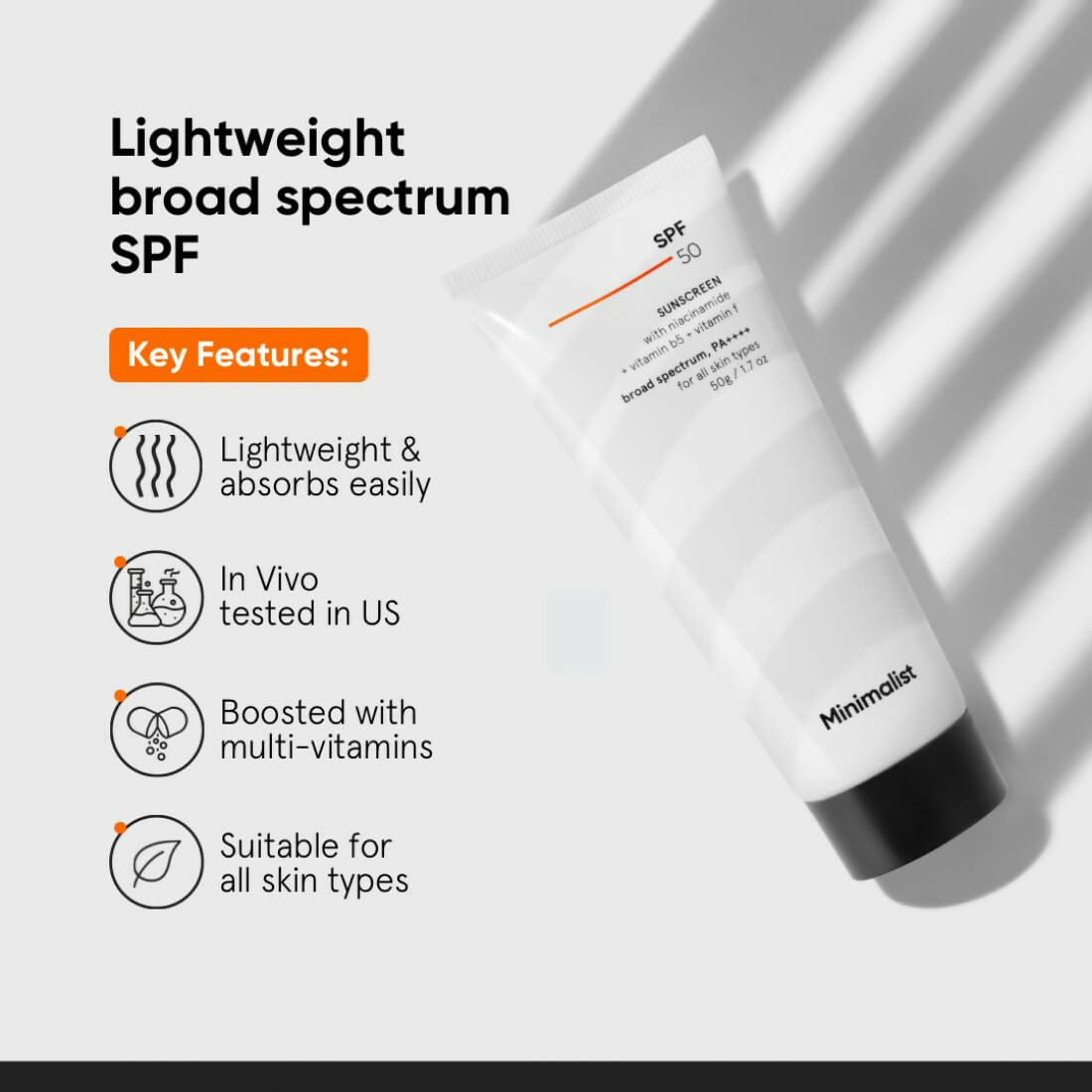 Minimalist Sunscreen SPF 50 PA++++ With Multi-Vitamin For Reducing Photoaging & No White Cast - Distacart