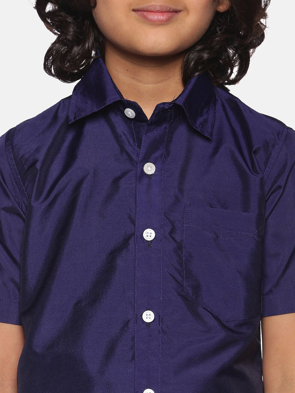 Sethukrishna Navy Blue & White Shirt with Dhoti For Boys