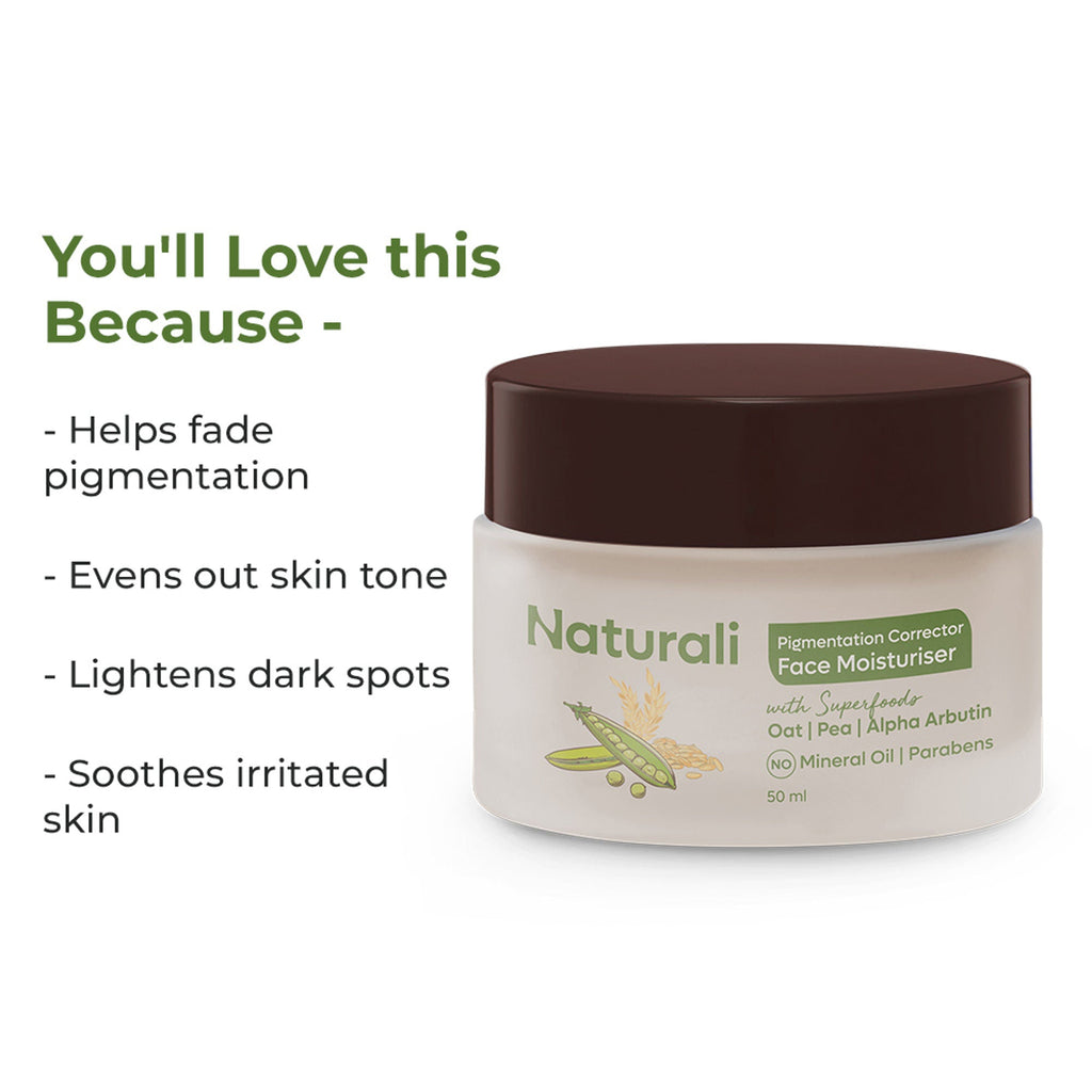 Naturali Pigmentation Corrector Moisturiser with Superfoods Oat, Pea & Alpha Arbutin