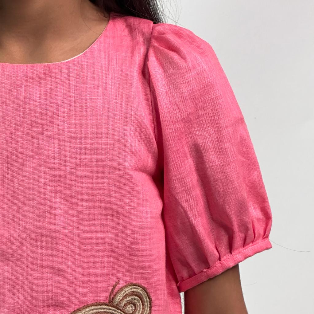 ArthLife Coral Pink Doll A-Line Dress