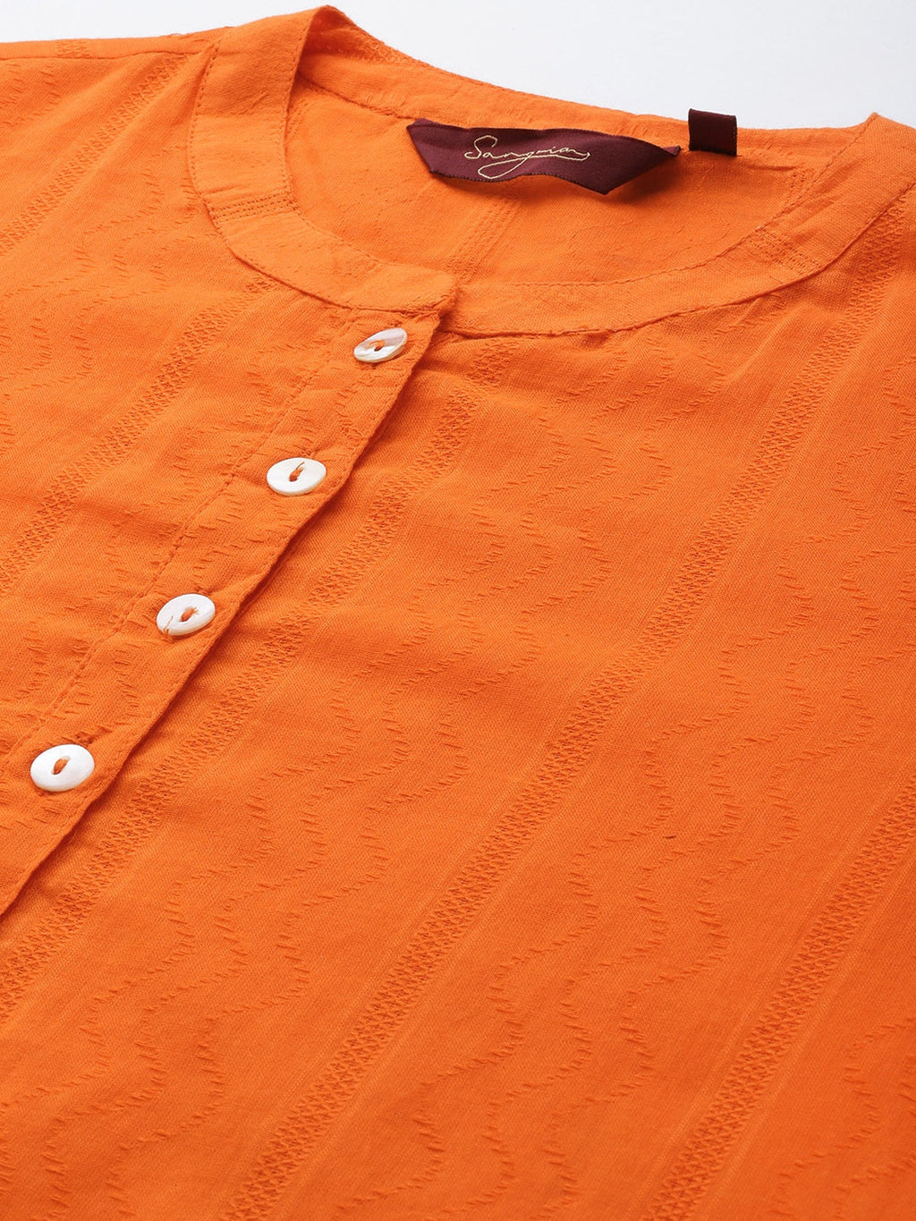 Sangria Women Orange Pure Cotton Kurta with Palazzos