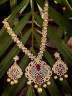 Saraf RS Jewellery Gold-Plated White & Pink American Diamond Studded & Beaded Handcrafted Jewellery Set - Distacart