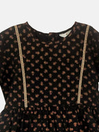 Ahalyaa Black Color Crepe Printed kids Kurta Palazzo Set For Girls