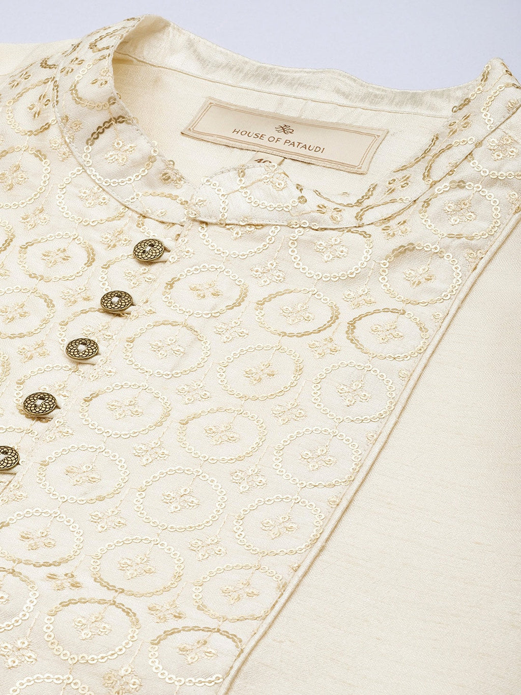 House of Pataudi Ethnic Motifs Yoke Design Sequinned Jashn Kurta