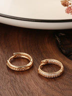 Shining Diva Rose Gold Contemporary Hoop Earrings - Distacart