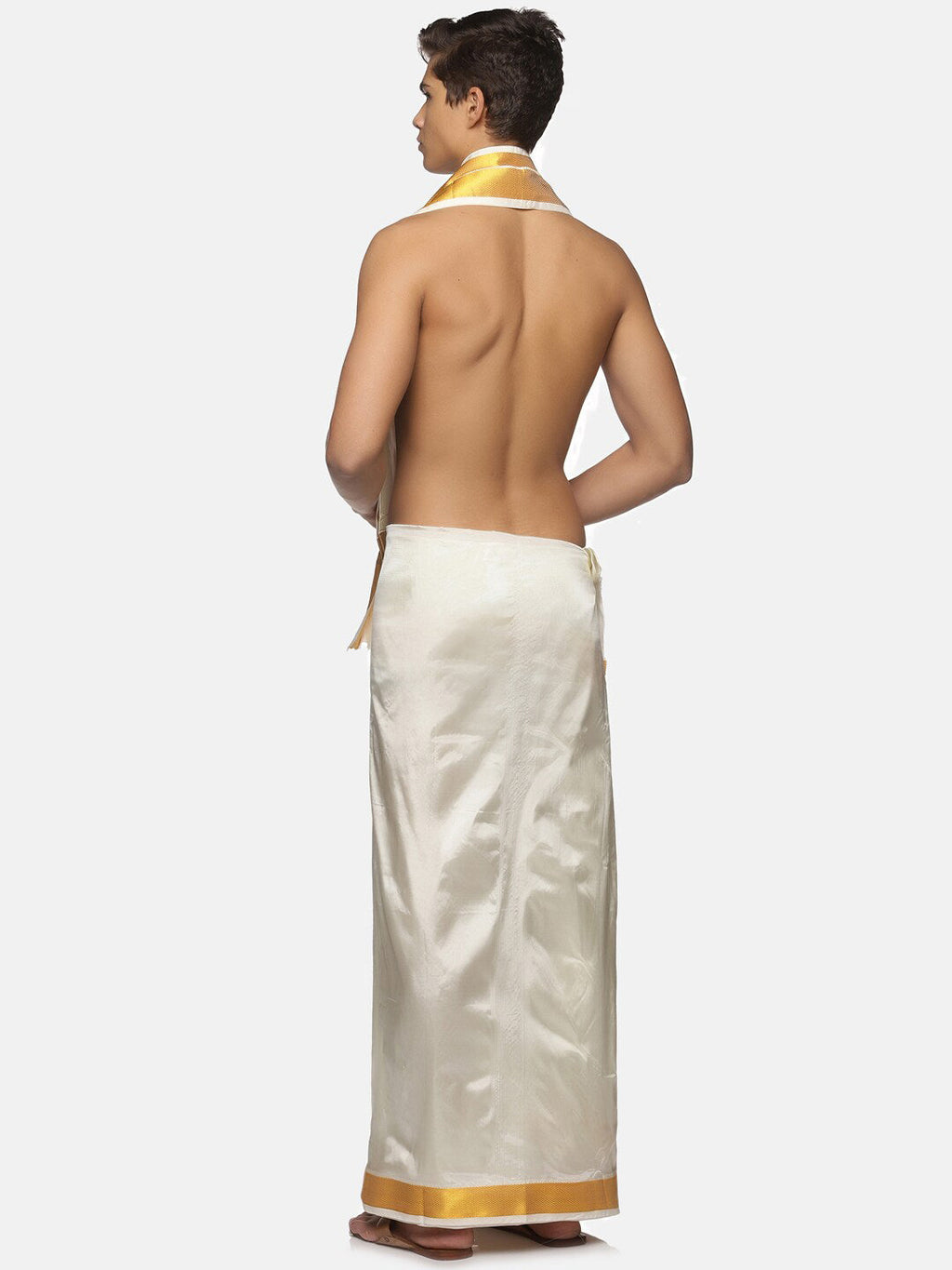 Sethukrishna Men Cream-Coloured Solid Dhoti - Distacart