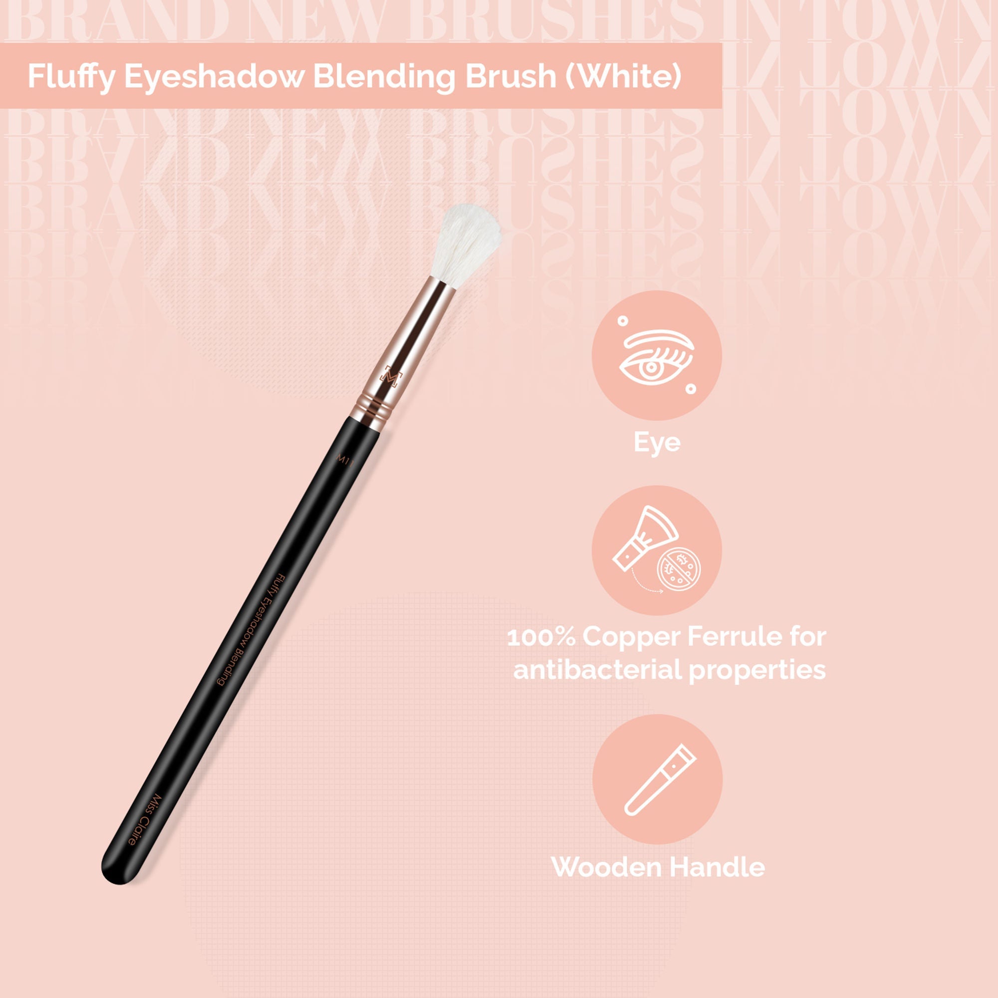 Miss Claire M11 - Fluffy Eyeshadow Blending Brush (White) - Rose Gold