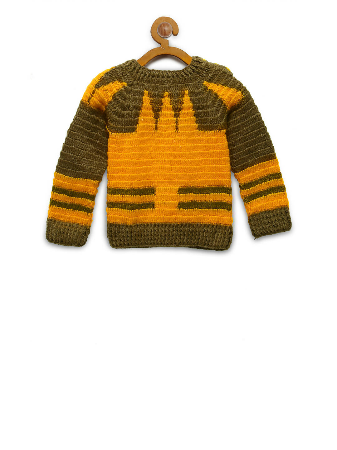 Chutput Kids Woollen Hand Knitted Lion Design Sweater - Yellow