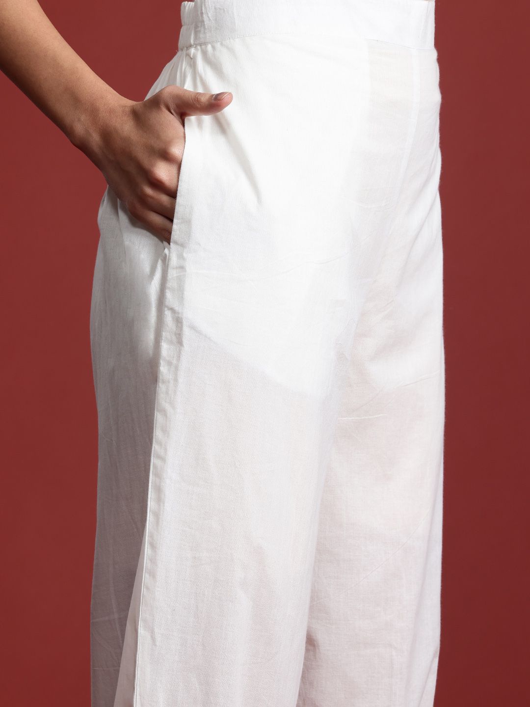 Indo Era Floral Embroidered Thread Work Pure Cotton Kurta with Trousers & With Dupatta - Distacart