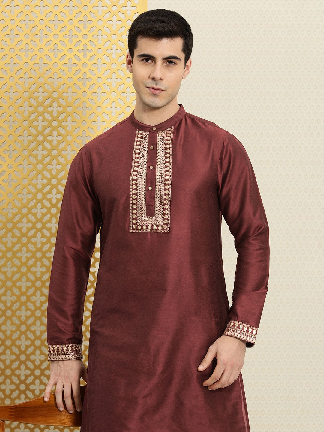 House of Pataudi Ethnic Motifs Embroidered Cotton Jashn Kurta