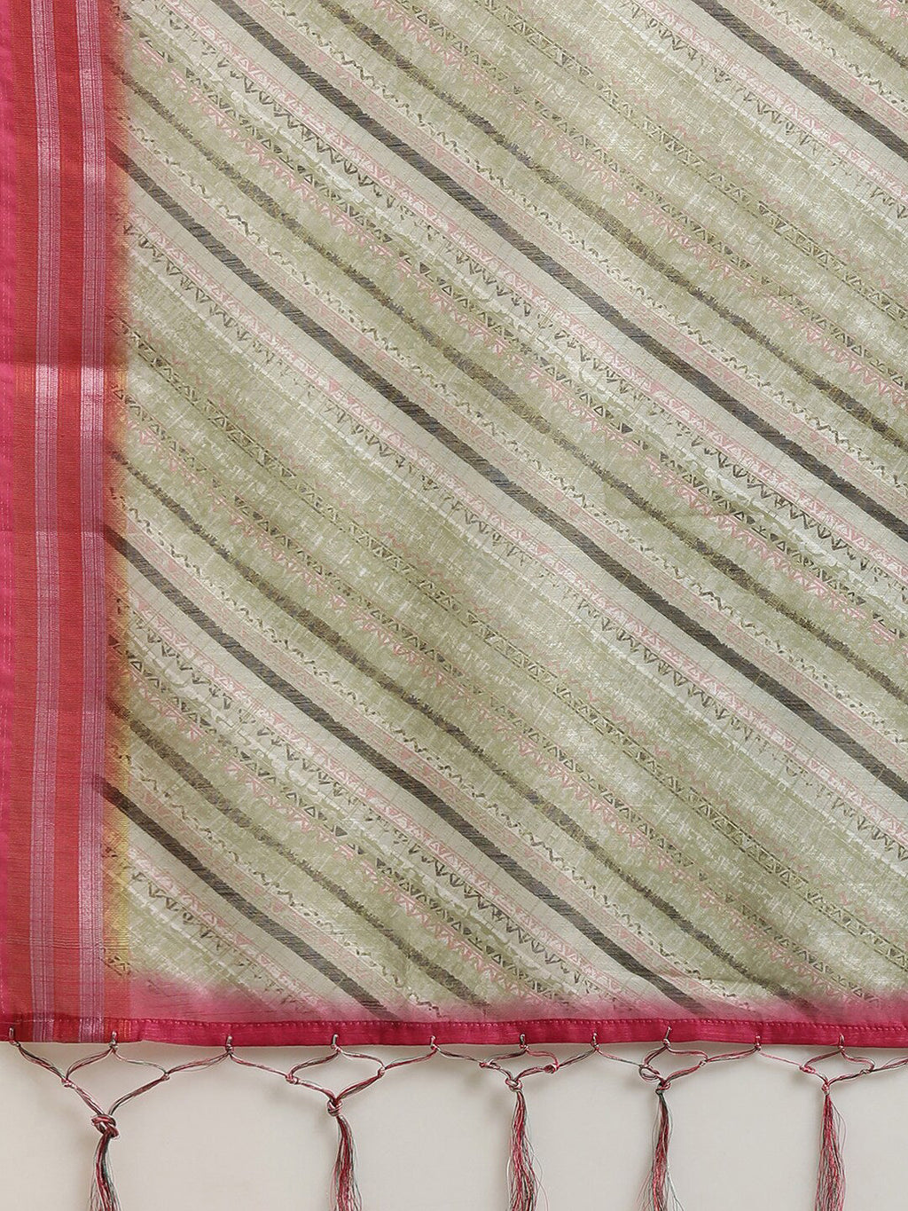 Saree Mall Olive Green & Pink Leheriya Linen Blend Saree - Distacart