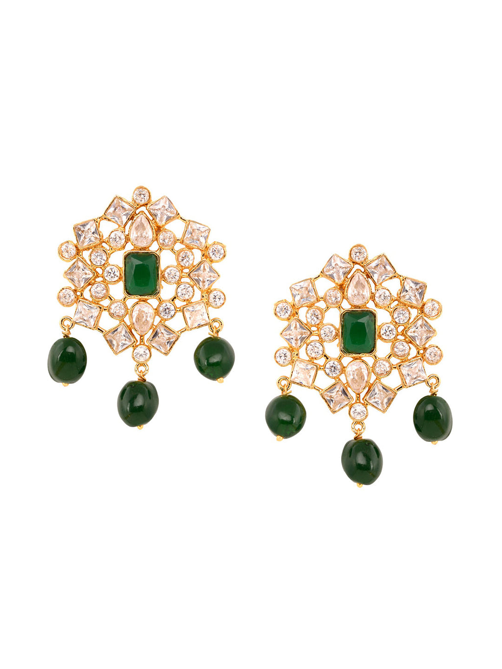 Saraf RS Jewellery Gold-Plated White & Green American Diamond Studded Choker Jewellery Set - Distacart