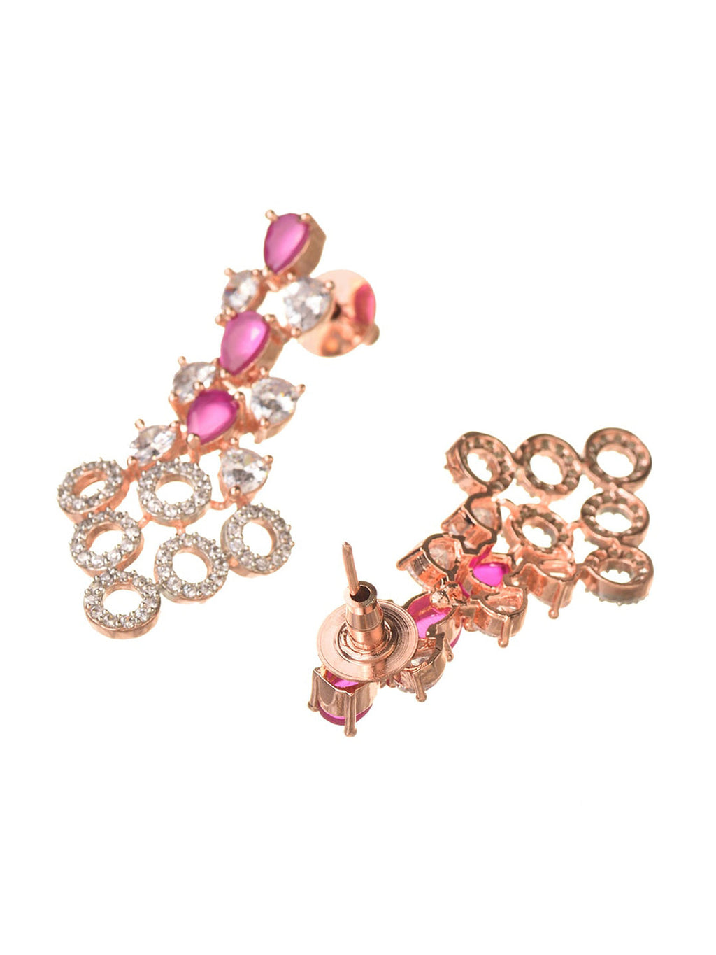 Saraf RS Jewellery Rose Gold-Plated Red AD-Studded Jewellery Set - Distacart