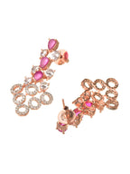 Saraf RS Jewellery Rose Gold-Plated Red AD-Studded Jewellery Set - Distacart