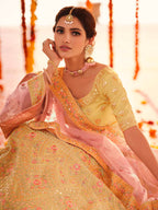 Myra Yellow Organza Embroidered Designer Lehenga
