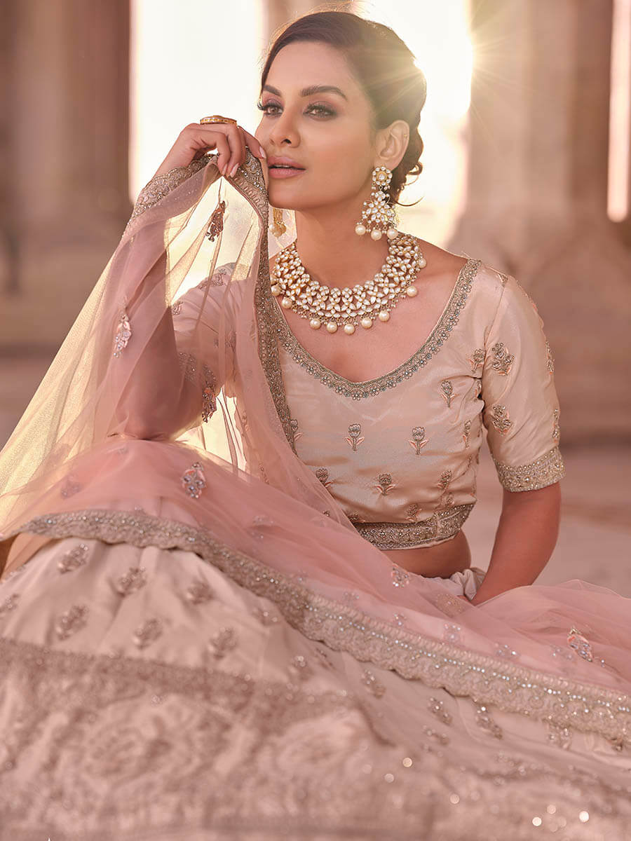 Myra Peach Embroidered Designer Lehenga Choli