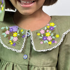 ArthLife Moss Green Embroidered Shirt Dress