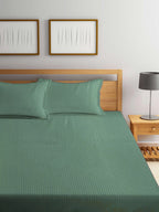 KLOTTHE Green Striped 210 TC Bedsheet with Pillow Covers - Distacart